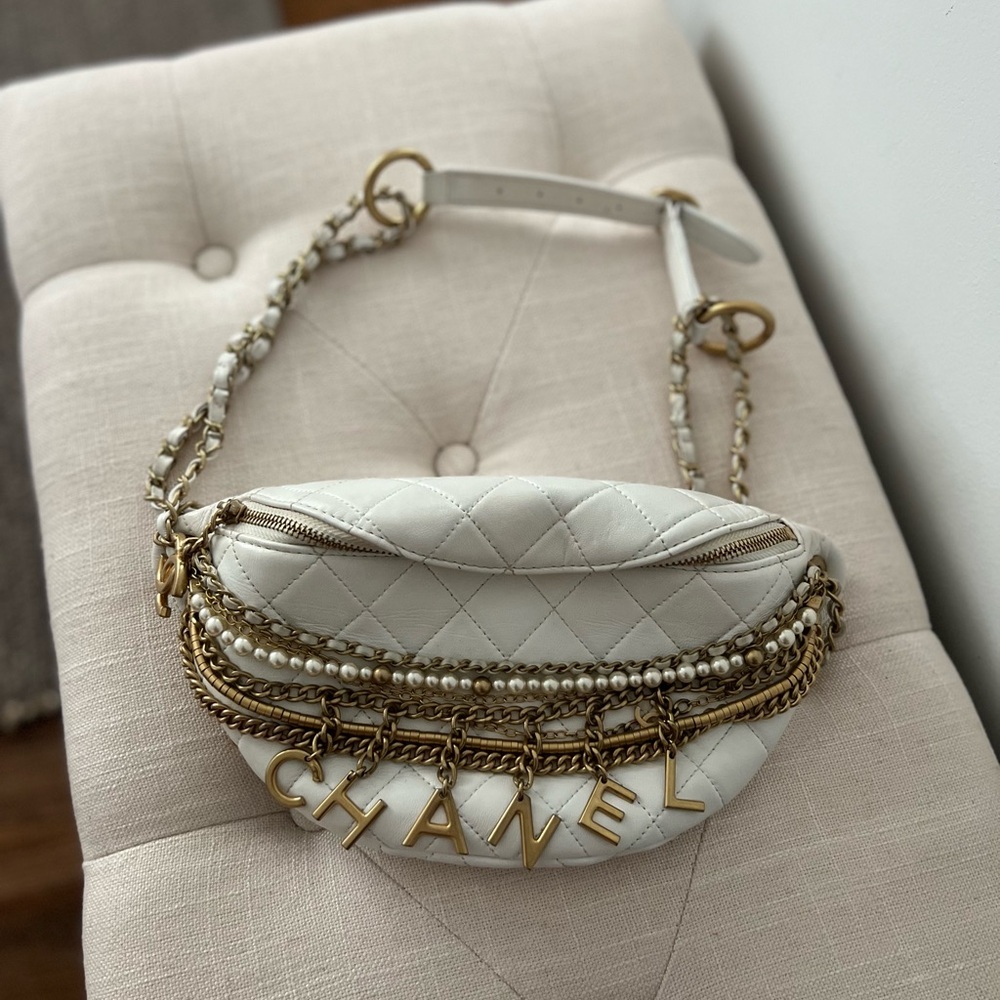 Chanel Fanny Pack White and Gold
